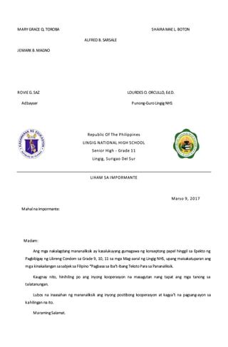 liham pahintulot|Iba pa.